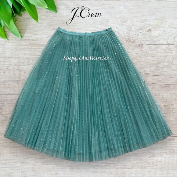 J.Crew Tiffany blue/aqua pleated tulle skirt with glittery dots *shop@iamwarrior - Picture 4 of 12